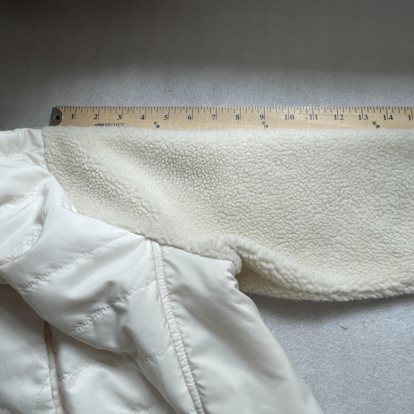 Y2K L-RL Lauren Active Jacket Women Large Beige Sherpa Fleece Quilted Full Zip - Picture 7 of 11